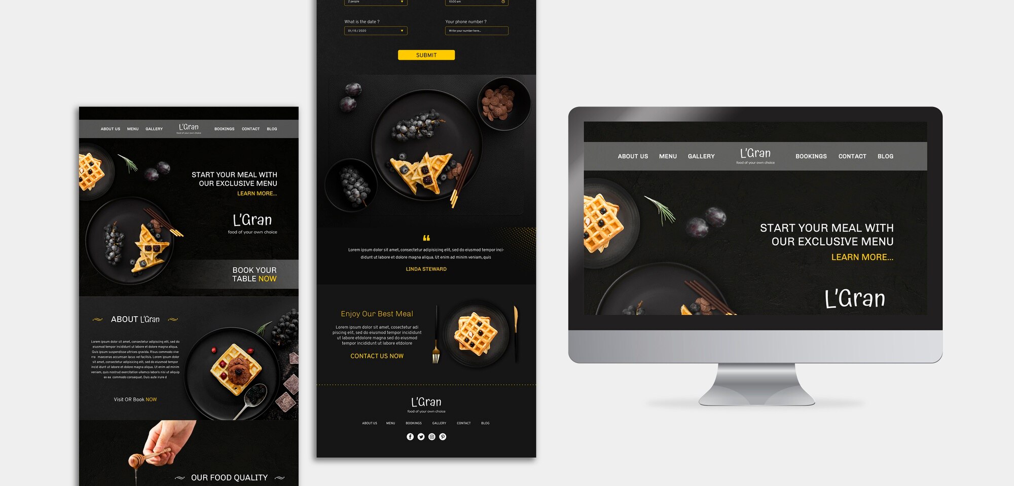 Restaurant website example